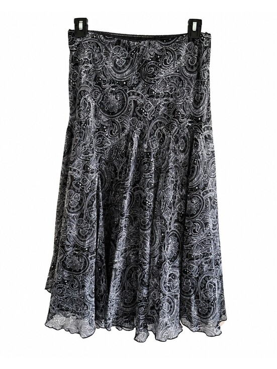 Dresses & Skirts - Newsworthy by Renee A59035 Paisley Georgette Midi Skirt Size S Black White